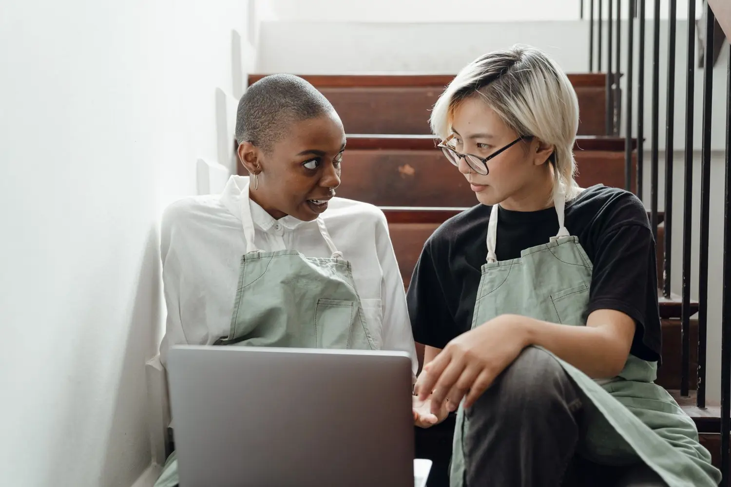 Two young founders working on their business